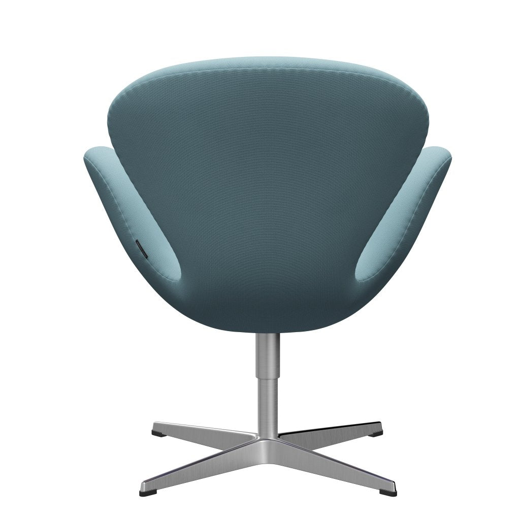 Fritz Hansen Swan Chair, Satin Polished Aluminium/Fame Light Turquoise