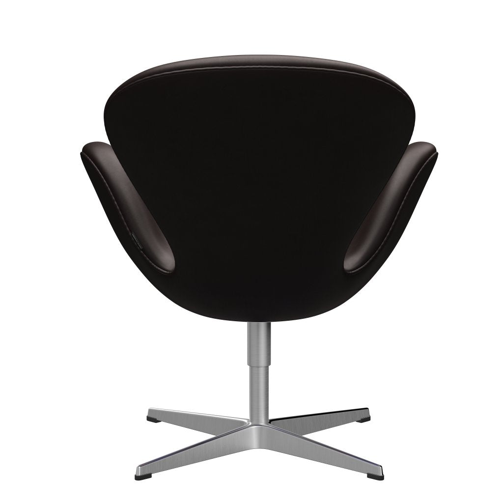 Fritz Hansen Swan Chair, Satin Polished Aluminium/Grace Dark Brown