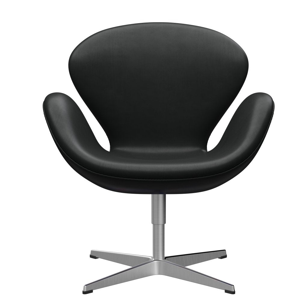 Fritz Hansen Swan Chair, Satin Polished Aluminium/Grace Black