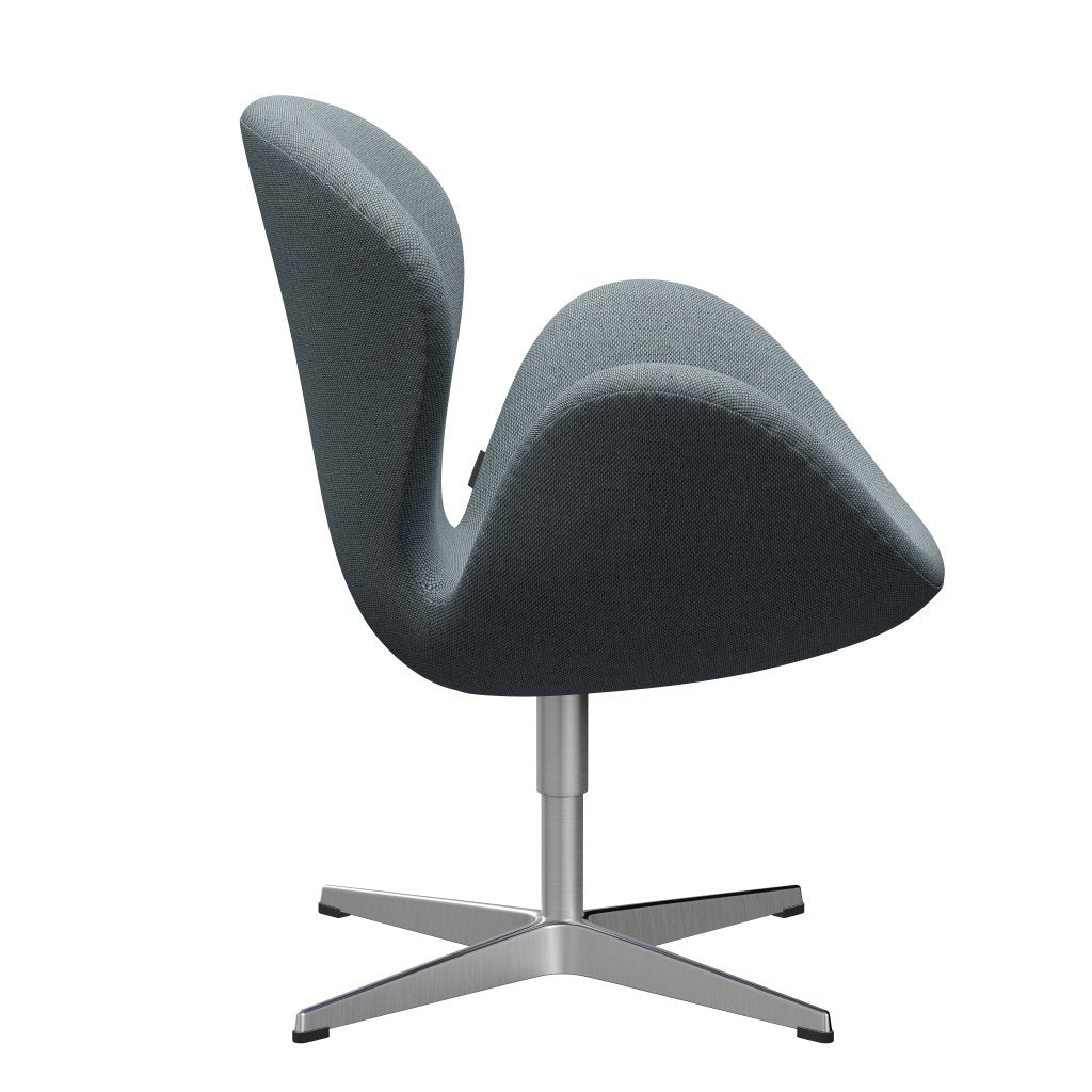 Fritz Hansen Swan-stol, satinpolerad aluminium/omskull ljusblå/naturlig