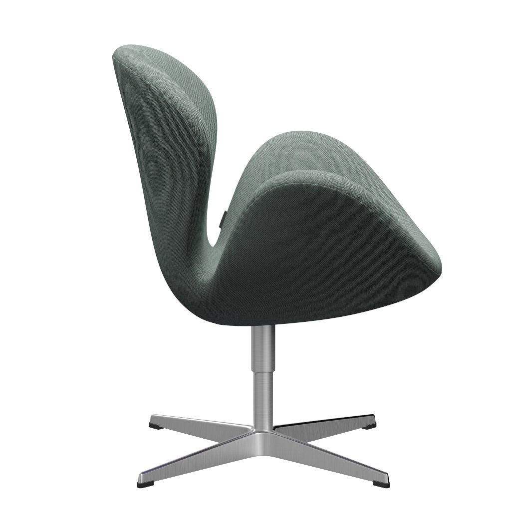 Fritz Hansen Swan-stol, satinpolerad aluminium/re-wool lätt aqua/naturlig