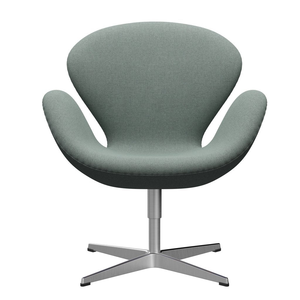 Fritz Hansen Swan-stol, satinpolerad aluminium/re-wool lätt aqua/naturlig