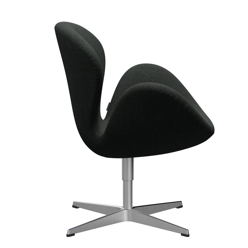 Fritz Hansen Swan Chair, Satin Polished Aluminium/Re-Wool Black/Neutral