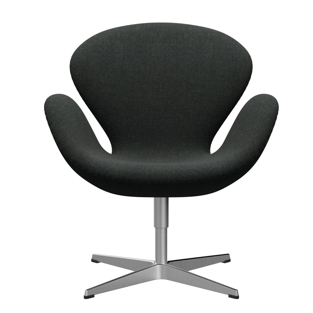 Fritz Hansen Swan Chair, Satin Polished Aluminium/Re-Wool Black/Neutral
