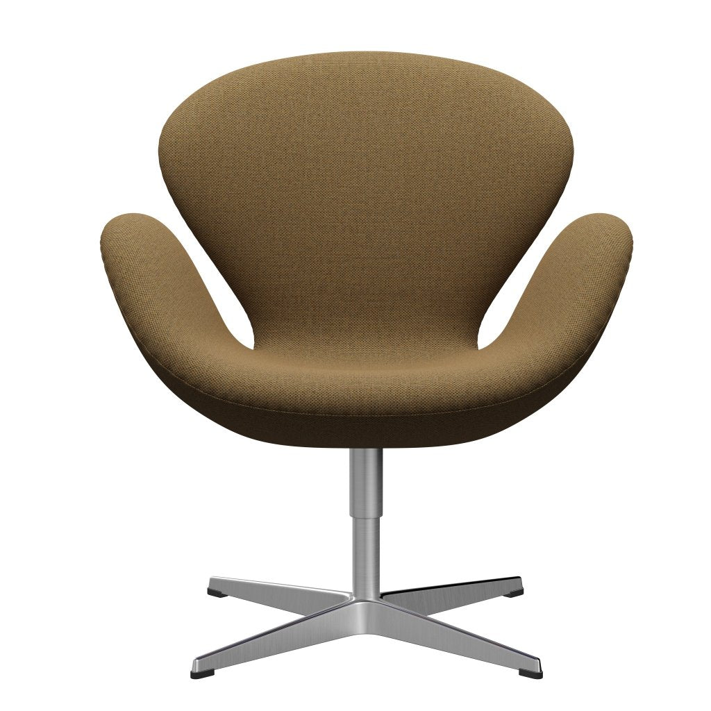 Fritz Hansen Swan-stol, satinpolerad aluminium/omvägg senap/naturlig