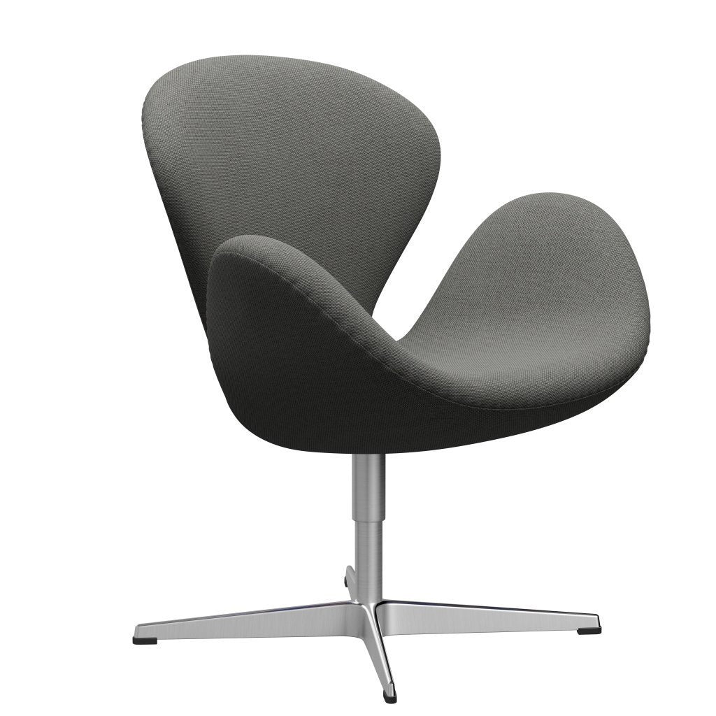 Fritz Hansen Svanenstol, Satinpoleret Aluminium/Re-Wool Taupe/Natural