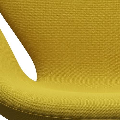Fritz Hansen Svanstol, satinpolerad aluminium/stålcut ljusgrön/gul
