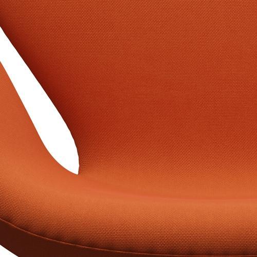 Fritz Hansen Svanstol, satinpolerad aluminium/stålcut mörk orange
