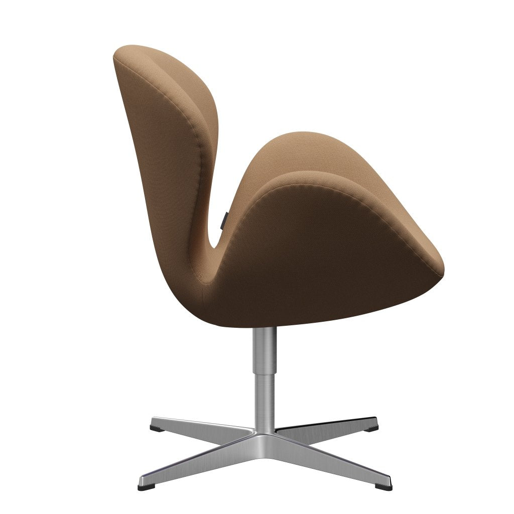 Fritz Hansen Svanenstol, Satinpoleret Aluminium/Steelcut Mørk Sand/Beige