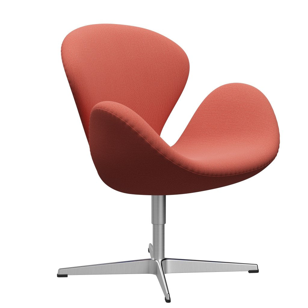 Fritz Hansen Swan Chair, Satin Polished Aluminium/Steelcut Trio Pink/Orange
