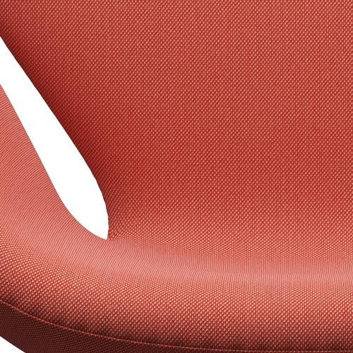Fritz Hansen Swan Chair, Satin Polished Aluminium/Steelcut Trio Pink/Orange