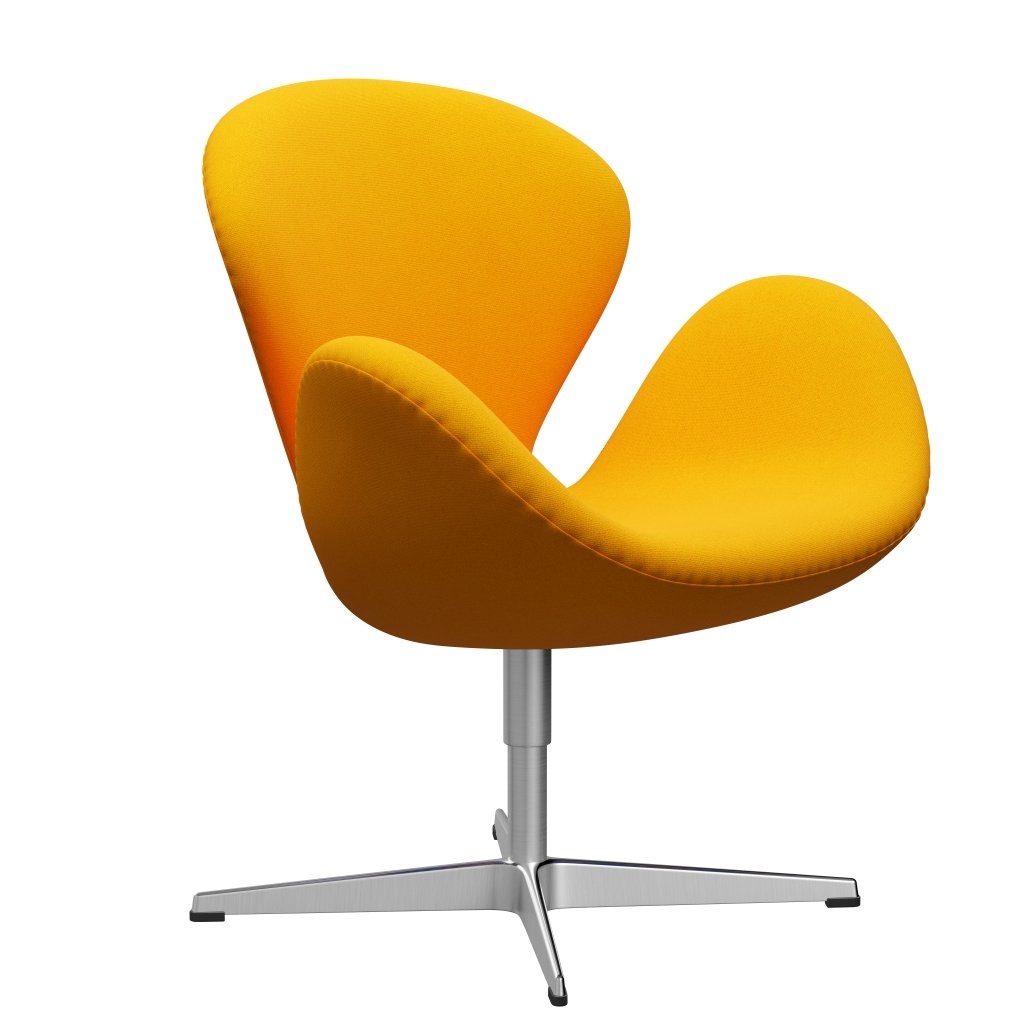 Fritz Hansen Swan Chair, Satin Polished Aluminium/Tonus Yellow Orange