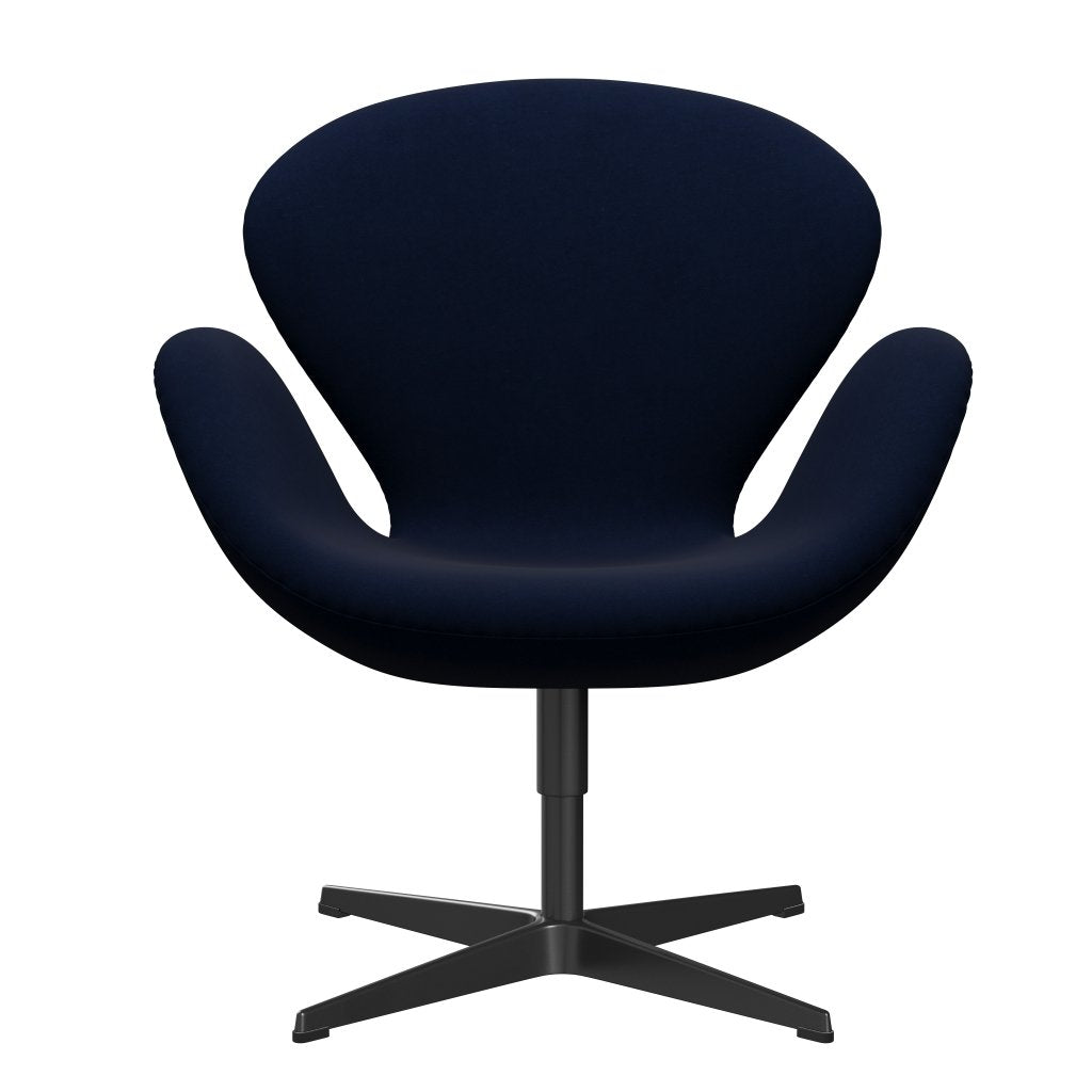 Fritz Hansen Svanstol, svart lackerad/komfort mörkgrå/blå