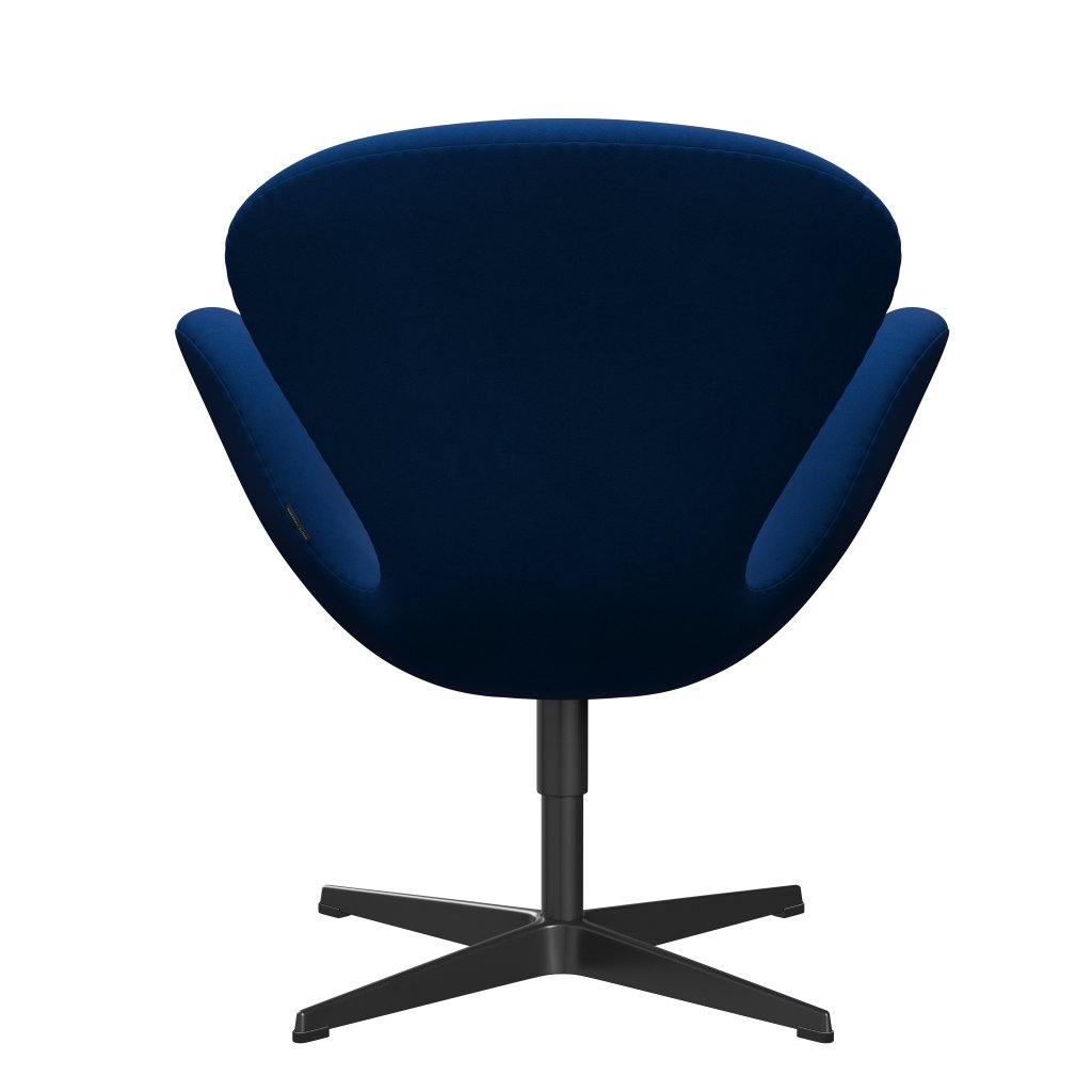 Fritz Hansen Svanstol, svart lackerad/komfort grå/blå