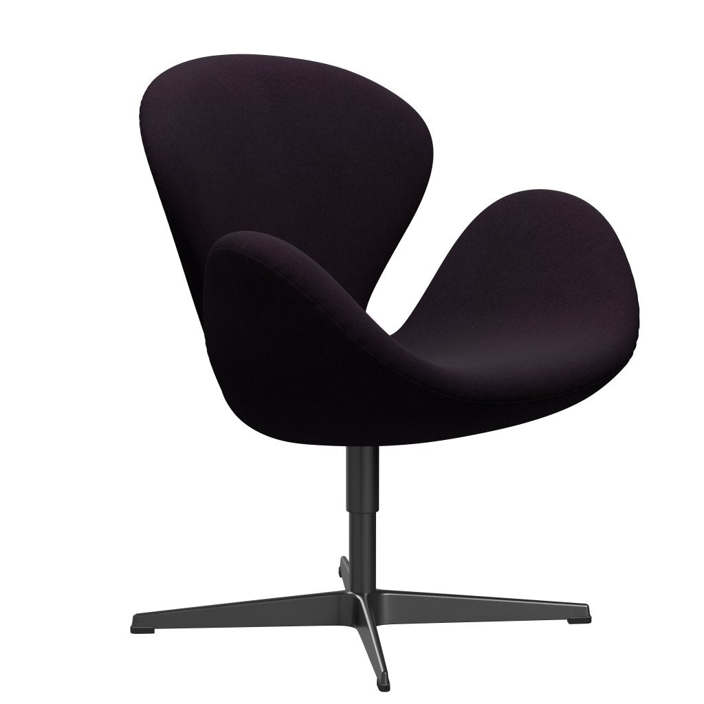 Fritz Hansen Swan -stol, svart lackerad/divina aubergine (376)