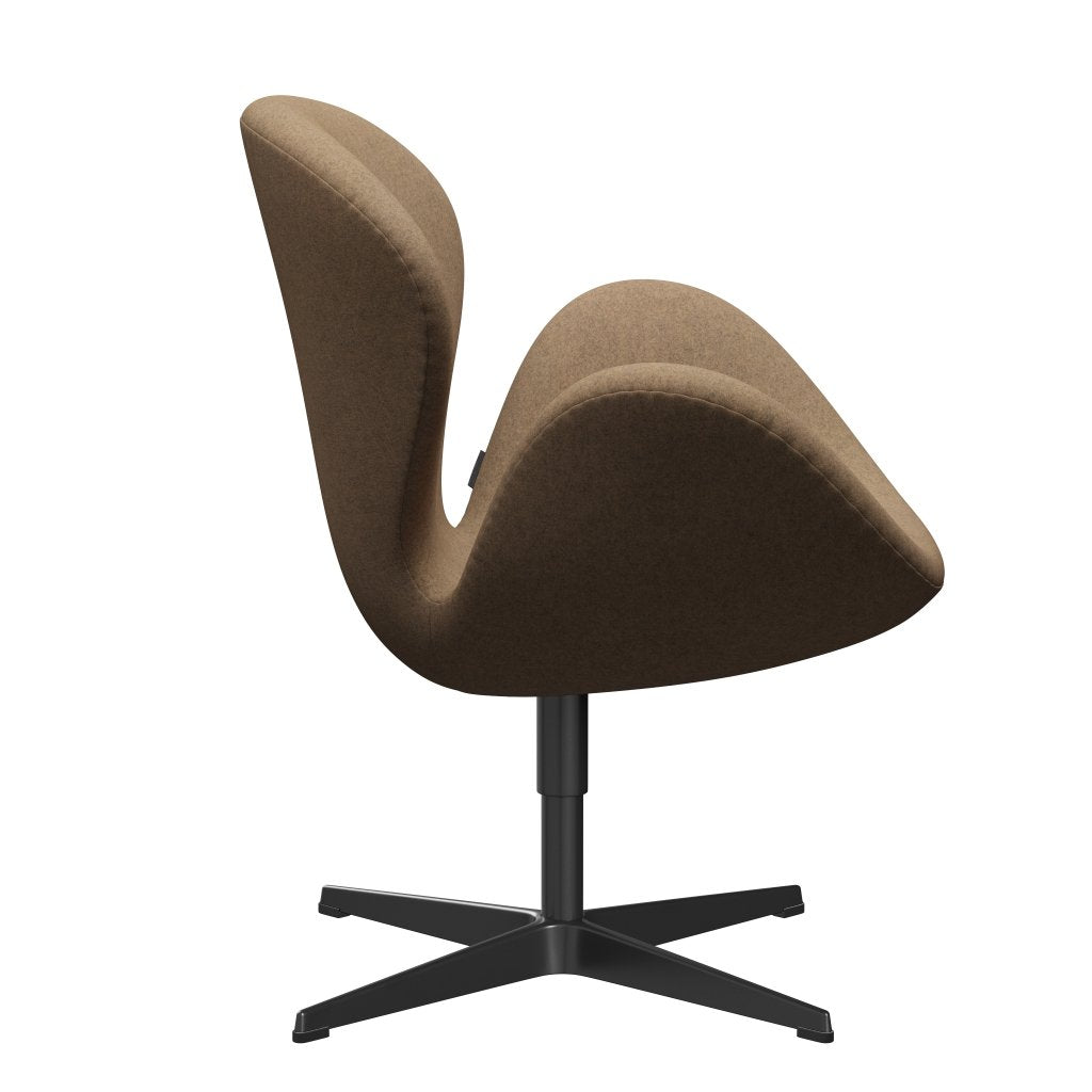 Fritz Hansen Swan Chair, Black Lacquered/Divina MD Café Latte