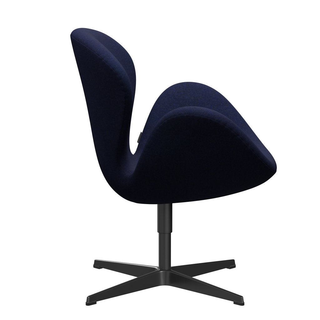 Fritz Hansen Swan Chair, Black Lacquered/Divina MD Midnight Blue