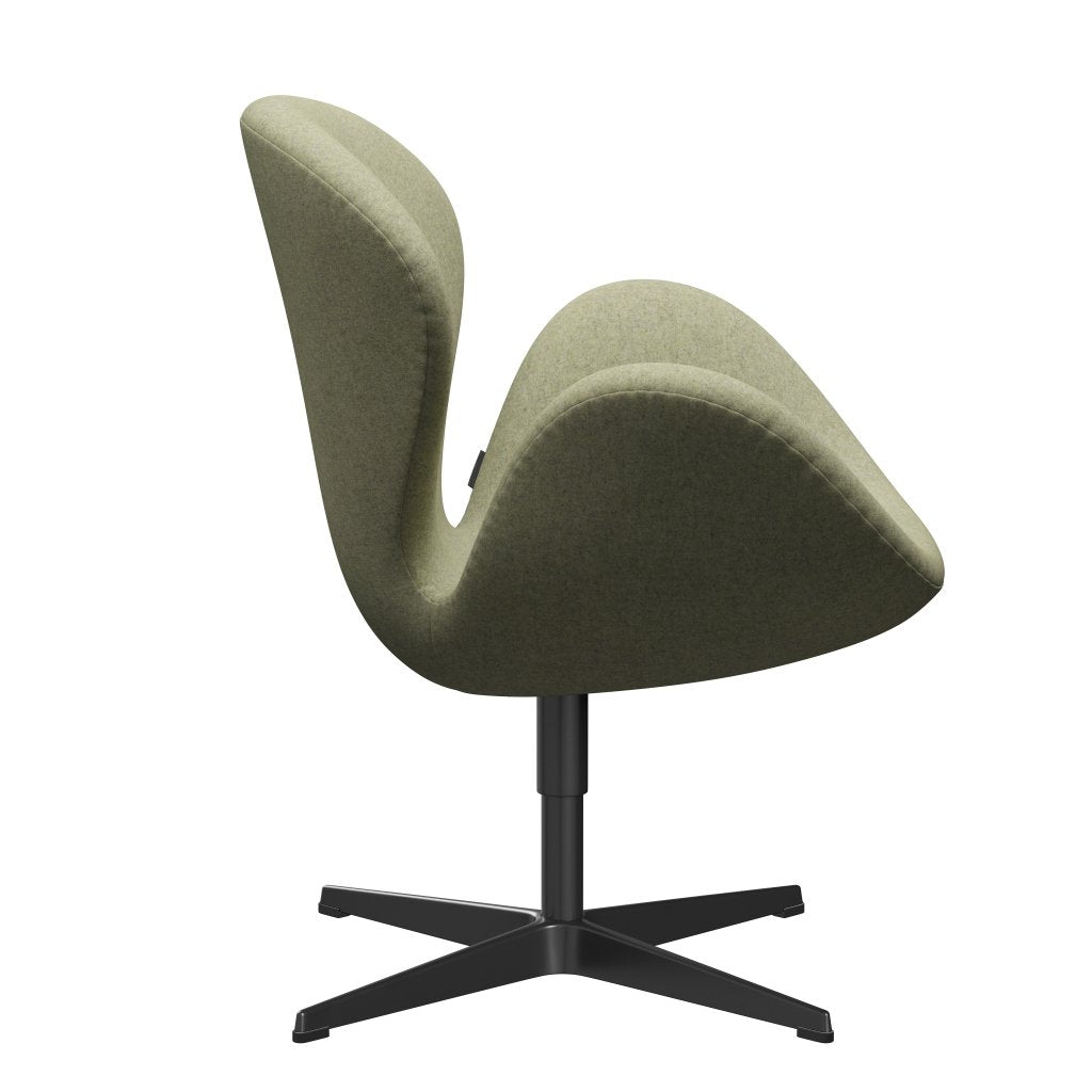 Fritz Hansen Swan Chair, Black Lacquered/Divina MD Palgreen