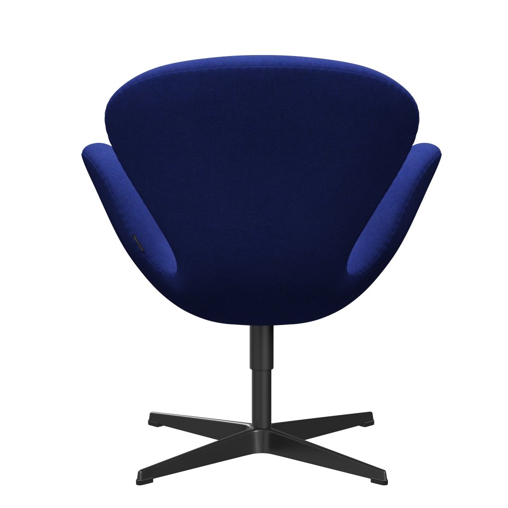 Fritz Hansen Swan Chair, Black Lacquered/Divina Melange Blue (747)