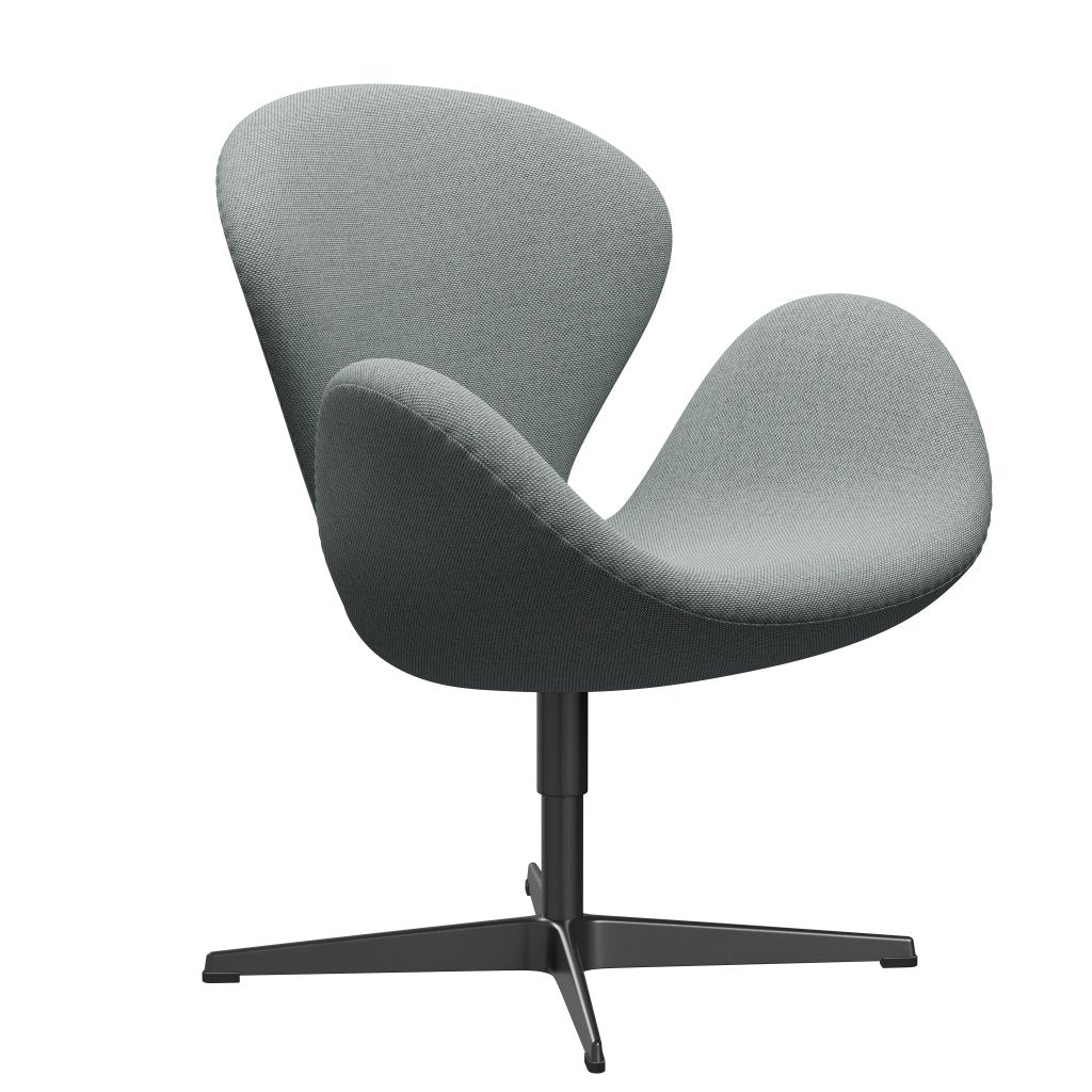 Fritz Hansen Swan-stol, svart lackerad/omskull blek aqua/naturlig