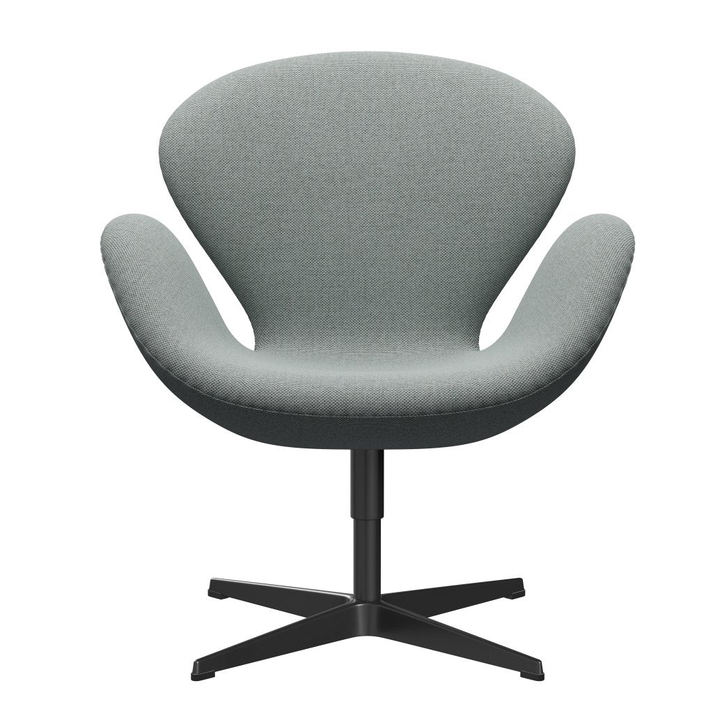 Fritz Hansen Swan-stol, svart lackerad/omskull blek aqua/naturlig