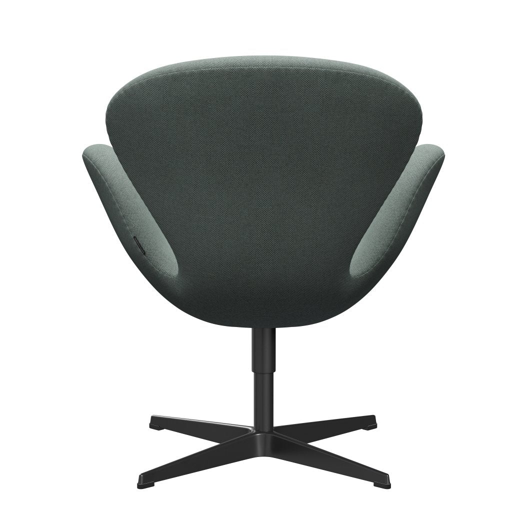 Fritz Hansen Swan-stol, svart lackerad/omskull ljus aqua/naturlig