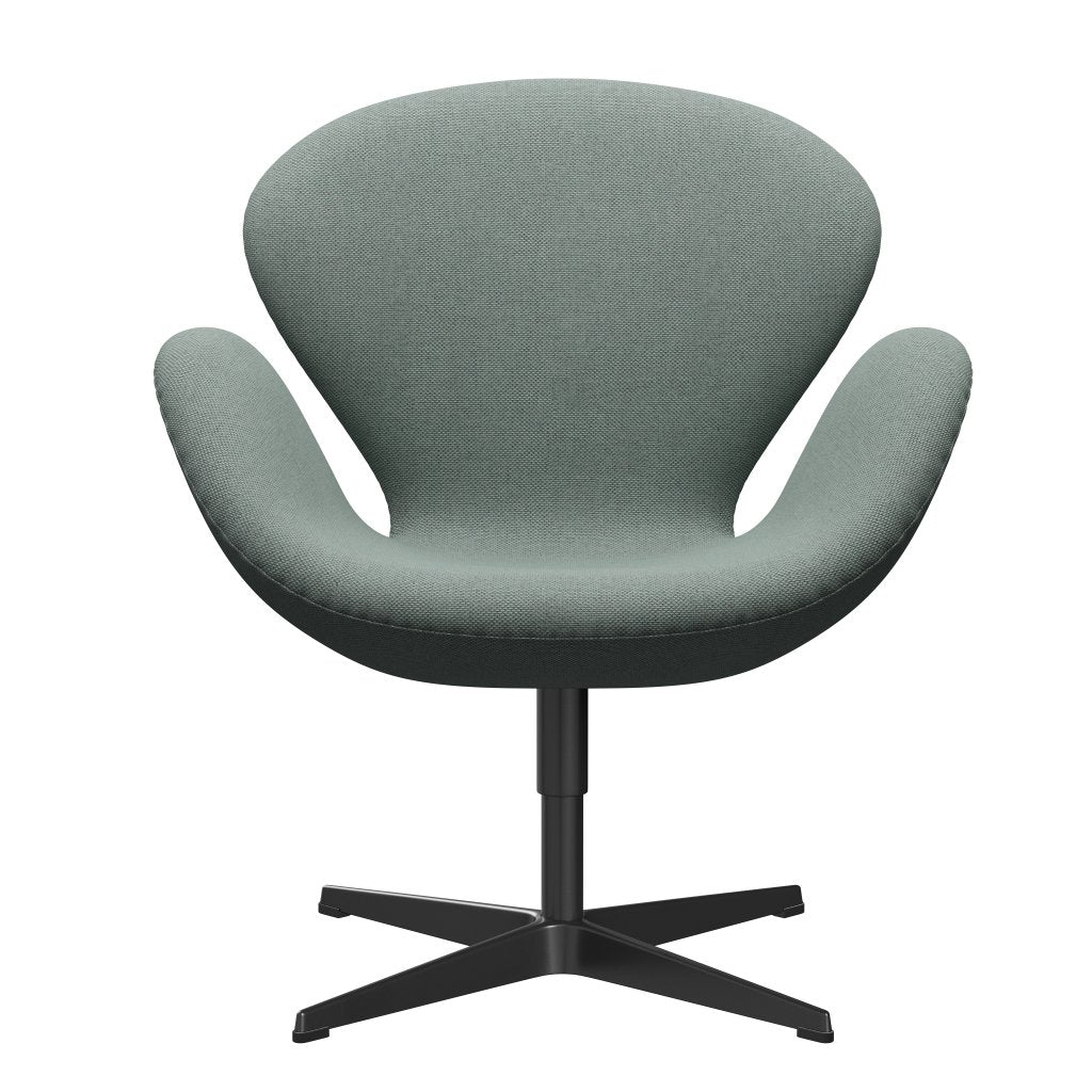 Fritz Hansen Swan-stol, svart lackerad/omskull ljus aqua/naturlig