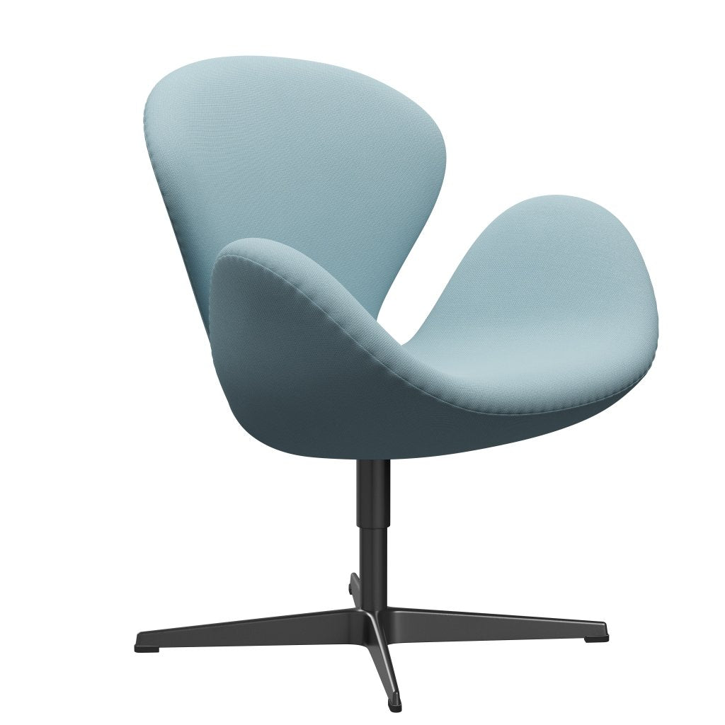 Fritz Hansen Swan -stol, svart lackerad/stålcut pastellblå