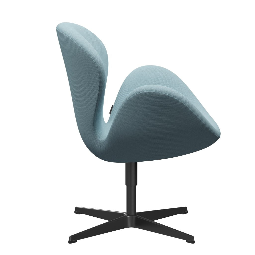 Fritz Hansen Swan -stol, svart lackerad/stålcut pastellblå