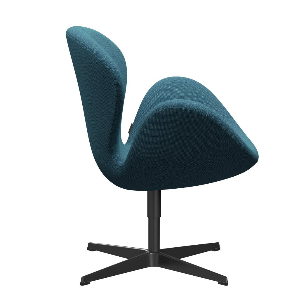 Fritz Hansen Swan -stol, svart lackerad/stålcuttrio turkos
