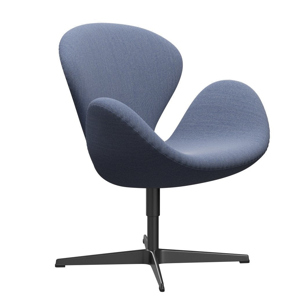 Fritz Hansen Swan -stol, svart lackerad/stålcuttrio vit/blå