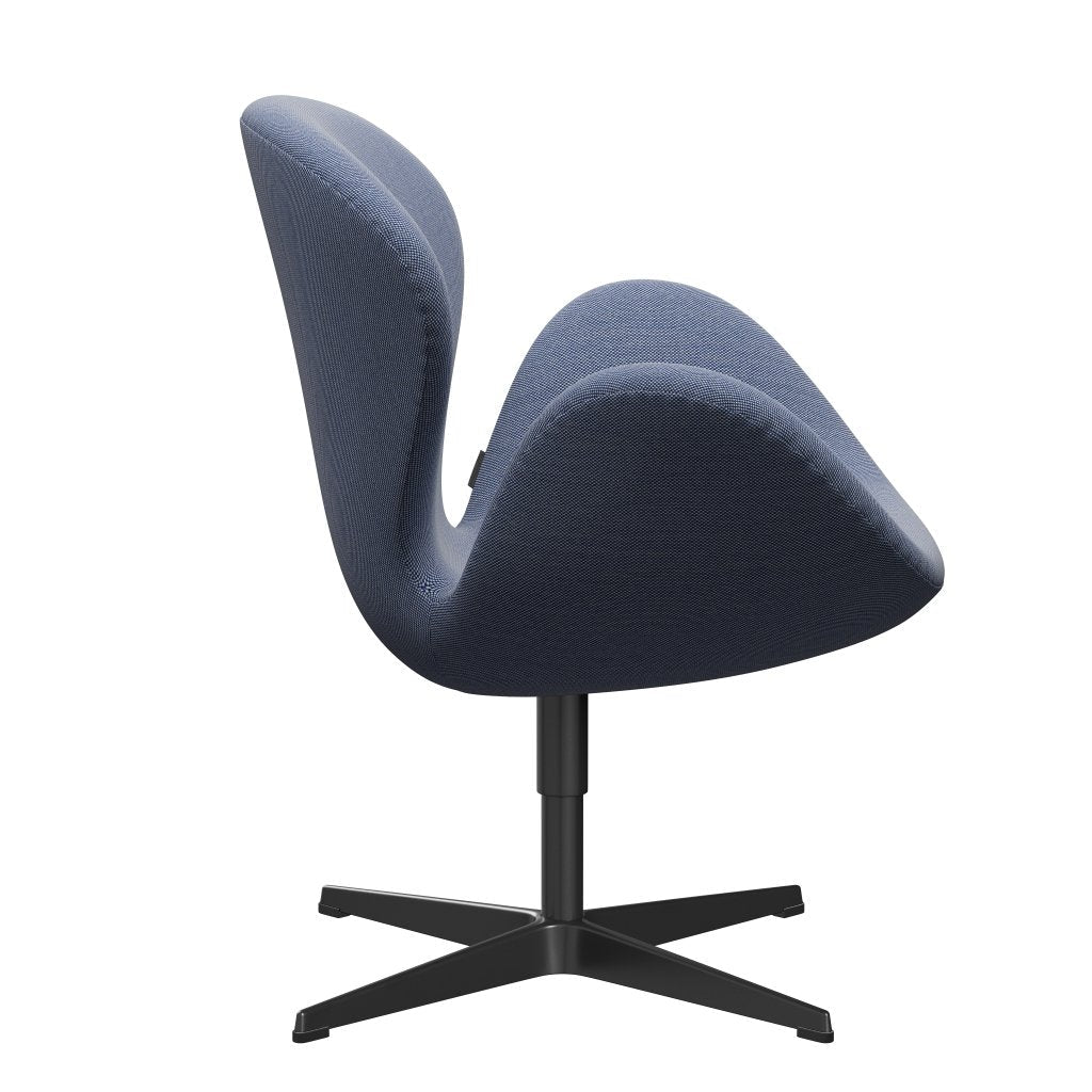 Fritz Hansen Swan -stol, svart lackerad/stålcuttrio vit/blå