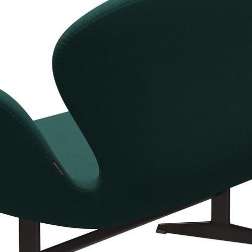Fritz Hansen Svan soffa 2-personers, brun brons/stålcut trio mörkgrön