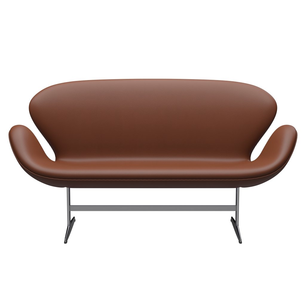 Fritz Hansen Svan soffa 2-sits, satin polerad aluminium/aura cognac