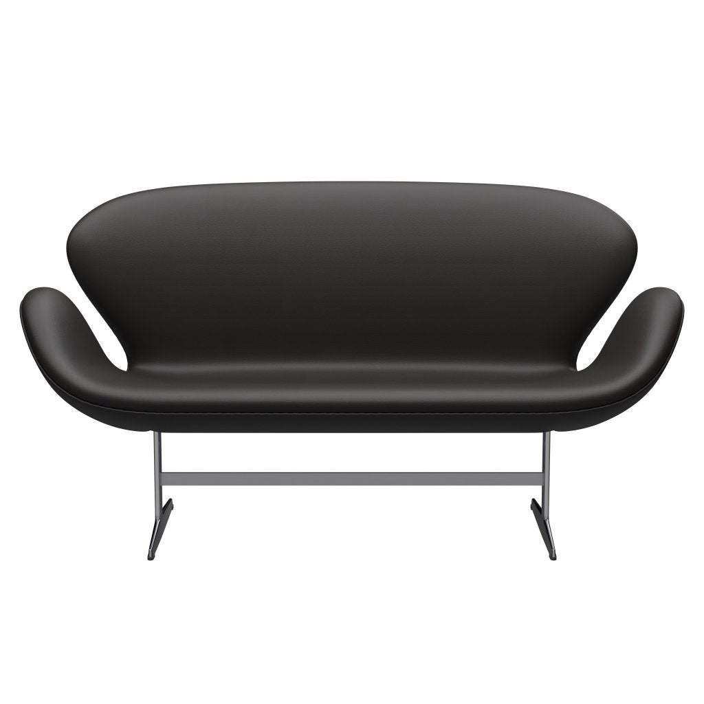 Fritz Hansen Svan soffa 2-sits, satin polerad aluminium/aura svart/brun