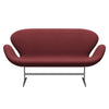 Fritz Hansen Svan soffa 2-sits, satinpolerad aluminium/duk burgogne