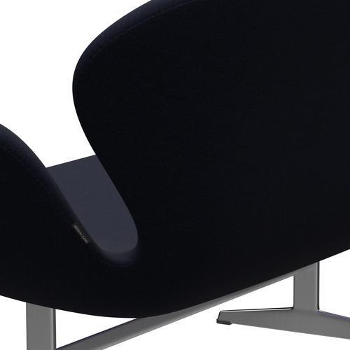 Fritz Hansen Svan soffa 2-sits, satin polerad aluminium/duk mörkblå