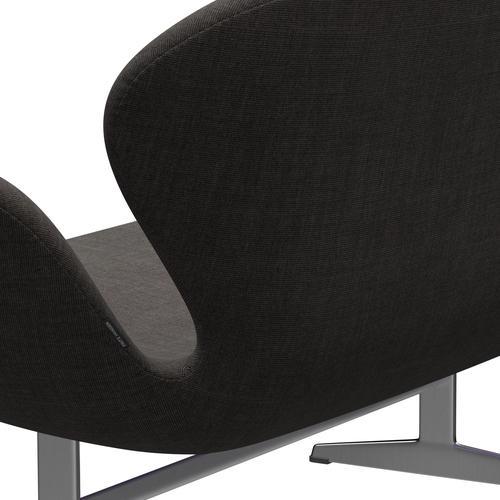 Fritz Hansen Svan soffa 2-sits, satin polerad aluminium/duk mörkgrå