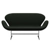 Fritz Hansen Svan soffa 2-sits, satin polerad aluminium/duk mörkgrön