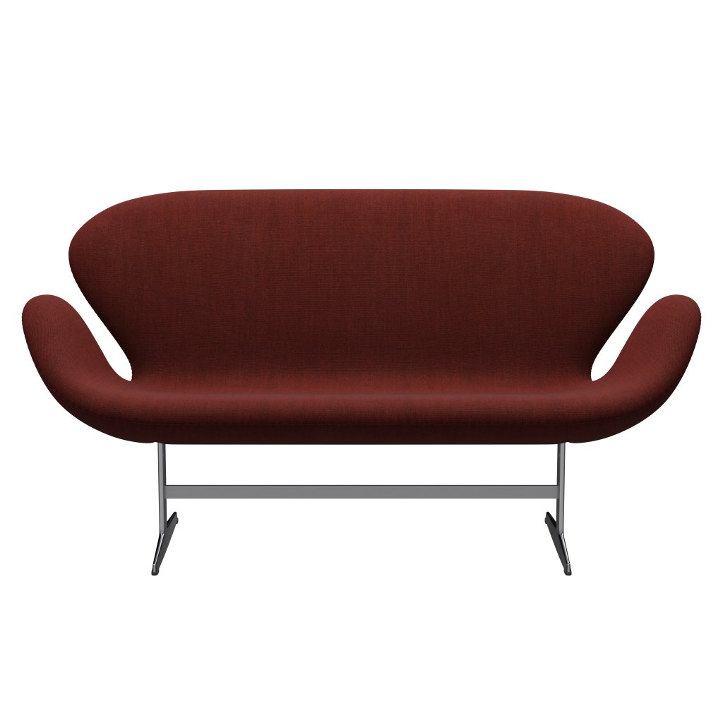 Fritz Hansen Svan soffa 2-sits, satin polerad aluminium/duk mörkröd