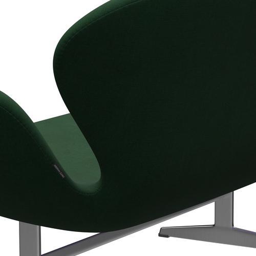Fritz Hansen Svan soffa 2-sits, satin polerad aluminium/duk gräsgrön
