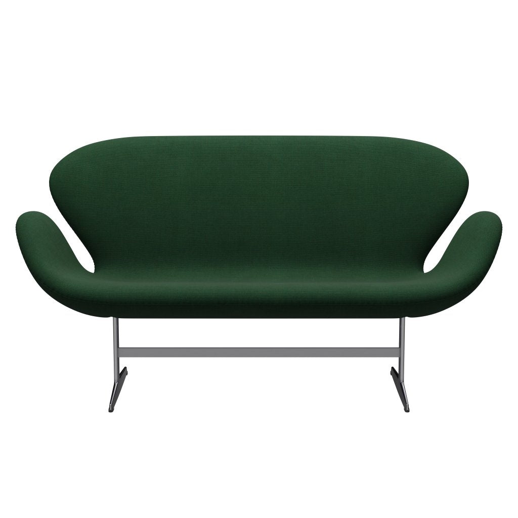 Fritz Hansen Svan soffa 2-sits, satin polerad aluminium/duk gräsgrön