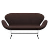 Fritz Hansen Svan soffa 2-sits, satin polerad aluminium/duk grå hav