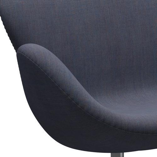 Fritz Hansen Svan soffa 2-sits, satin polerad aluminium/duk ljusblå