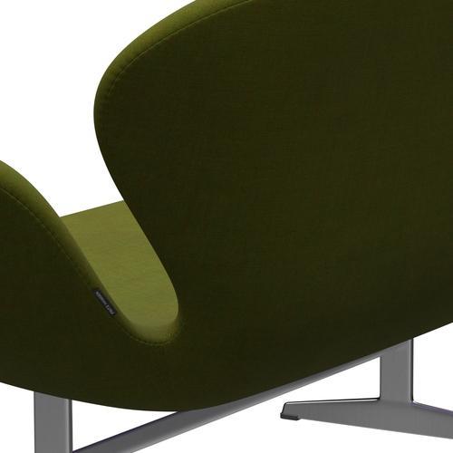 Fritz Hansen Svan soffa 2-sits, satin polerad aluminium/duk lätt gräsgrön