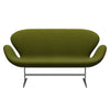 Fritz Hansen Svan soffa 2-sits, satin polerad aluminium/duk lätt gräsgrön