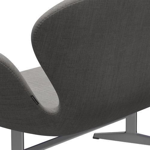 Fritz Hansen Svan soffa 2-sits, satin polerad aluminium/duk ljusgrå