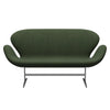 Fritz Hansen Svan soffa 2-sits, satin polerad aluminium/duk ljusgrön/blå