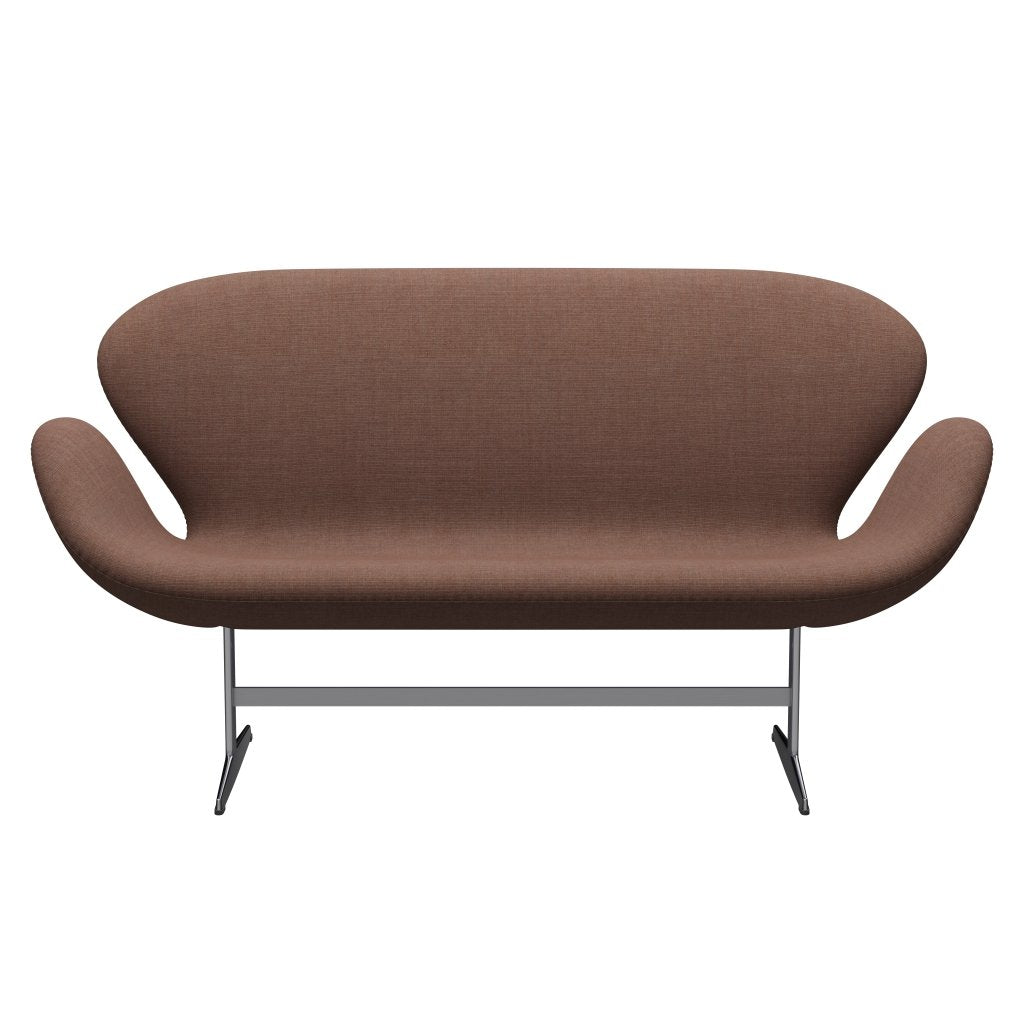 Fritz Hansen Svan soffa 2-sits, satin polerad aluminium/duk kastanj brun