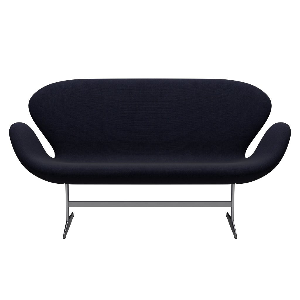 Fritz Hansen Svan soffa 2-sits, satin polerad aluminium/duk midnatt blå